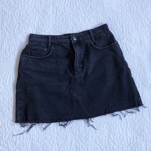NWOT Urban Outfitters Black Denim Distressed Skirt